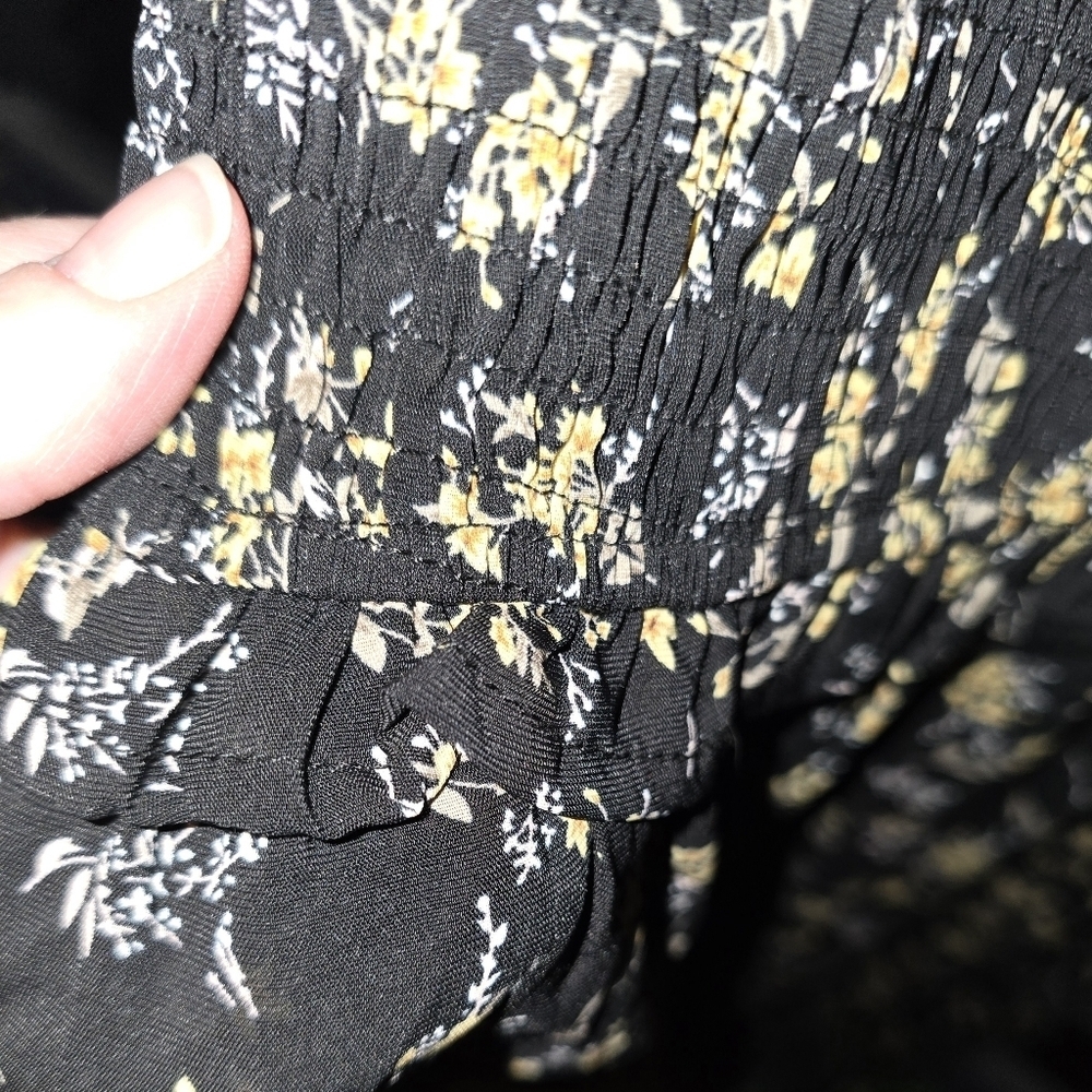 NWOT New In Floral Escape Dress A-line Mock Neck Long Sleeves Midi Boho Size L - Picture 8 of 12